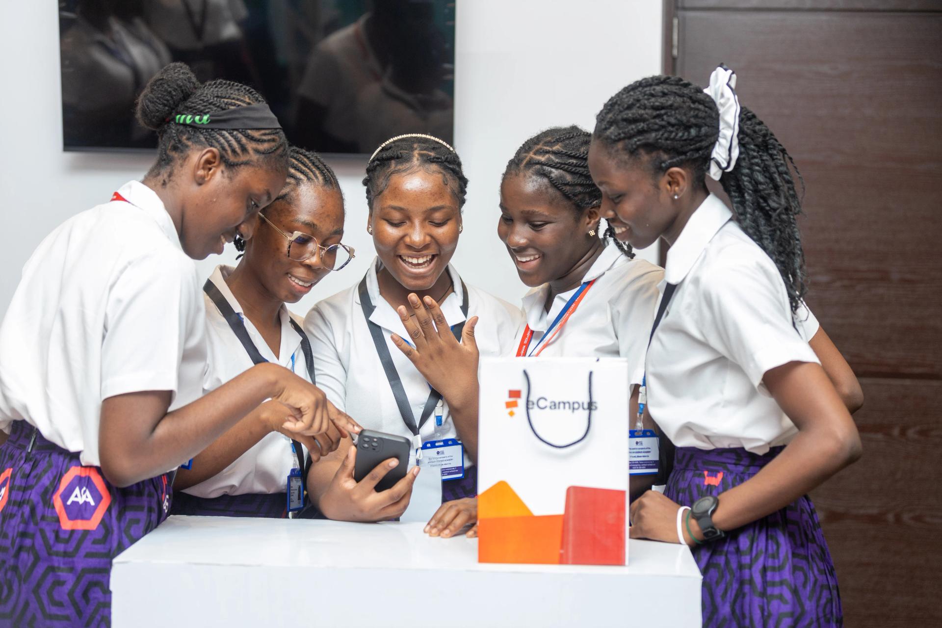 Students engaged with eCampus on mobile